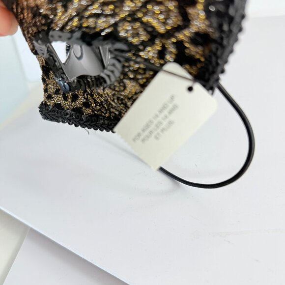 Pier 1 Masquerade Spider Mask VTG Gold Glitter Black Sequin Animal Floral Print - Picture 12 of 16